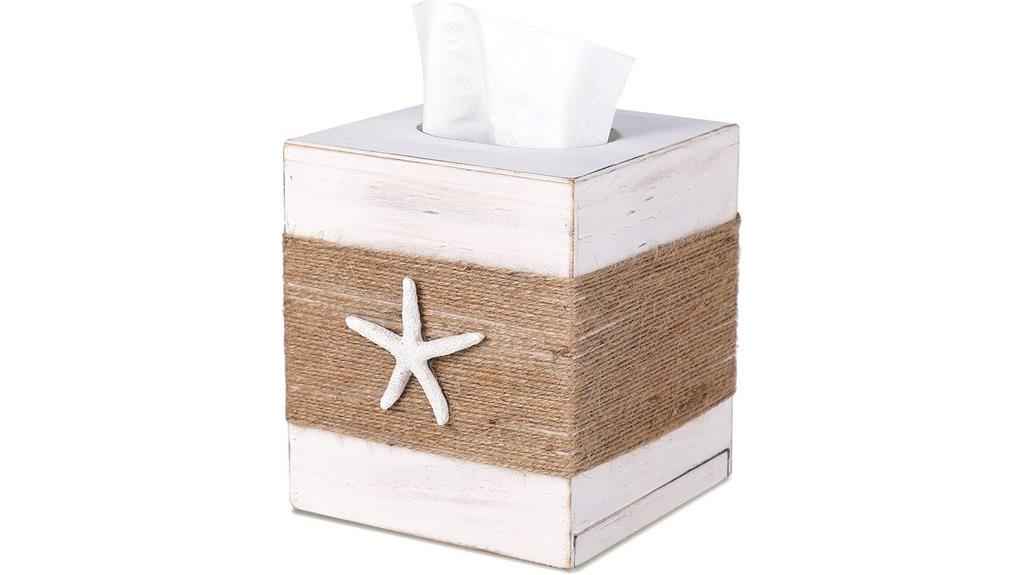 rustic white wood tissue box