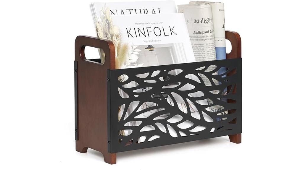 rustic wooden magazine organizer