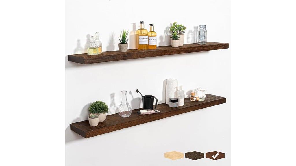 rustic wooden wall shelves