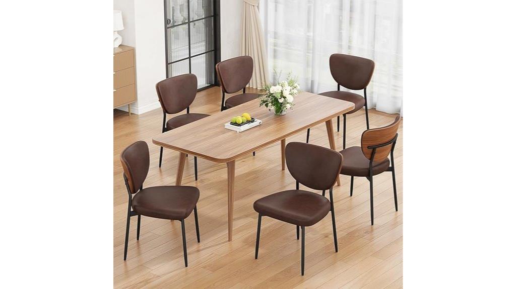 set of 6 pu leather dining chairs