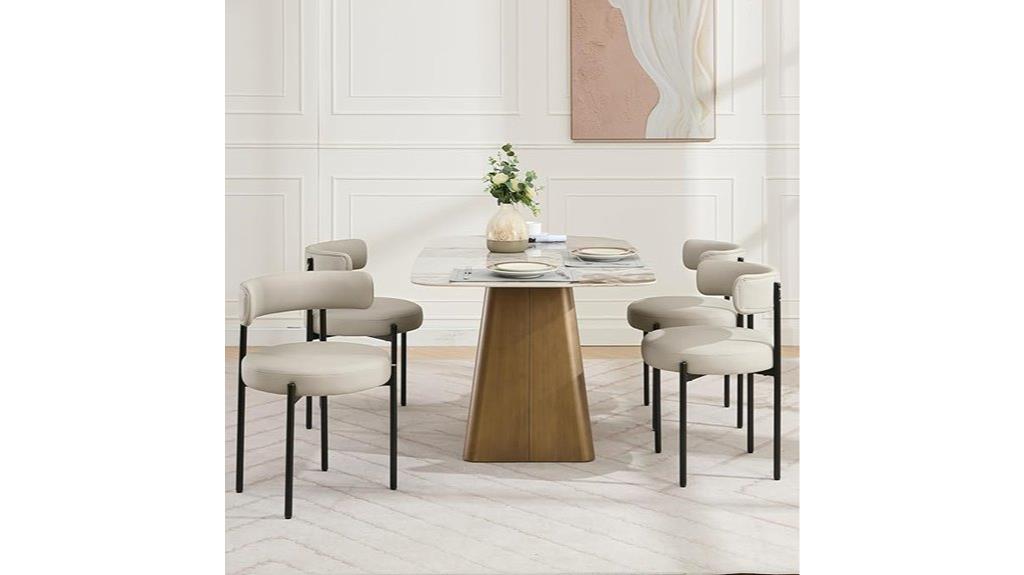 set of four faux leather dining chairs