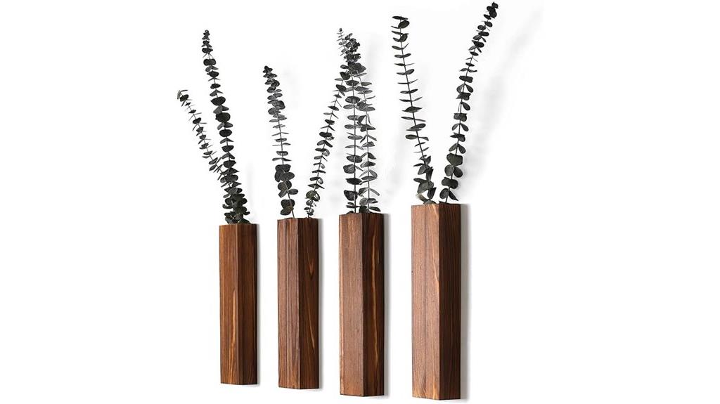 set of four wooden planters
