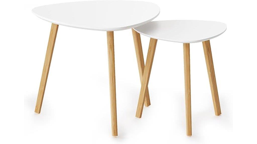set of two bamboo triangle tables