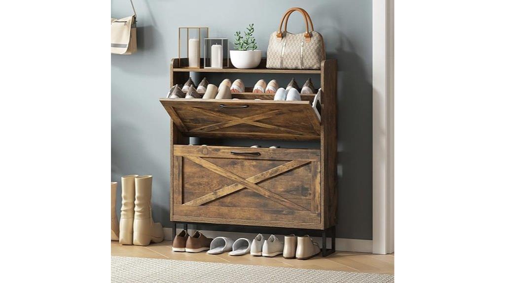 shoe cabinet with flip drawers