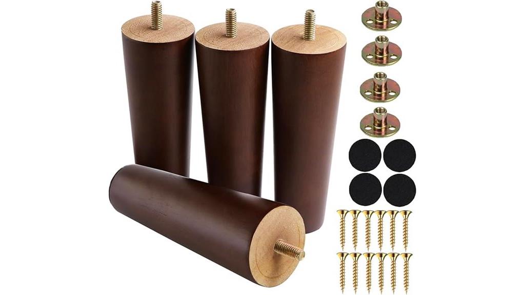 six inch round wood legs