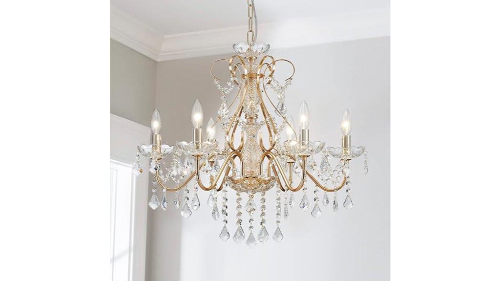 six light crystal chandelier