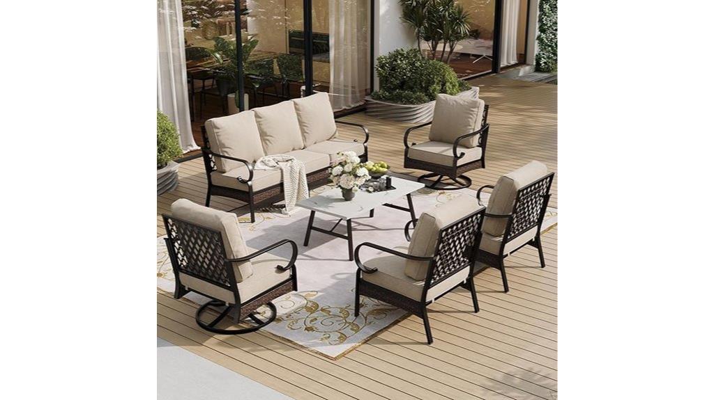 six piece metal patio set