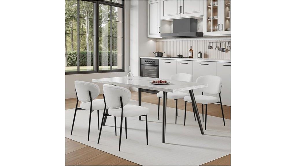 six upholstered dining chairs