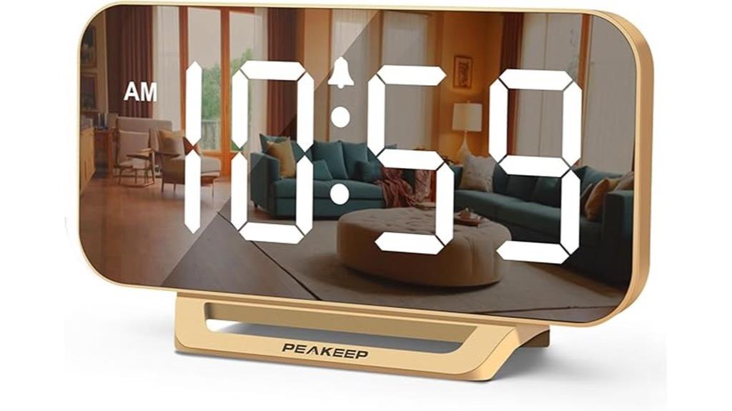 sleek digital mirror clock