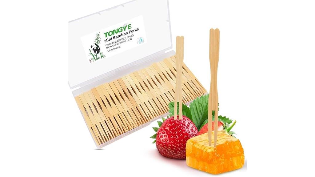 small bamboo cocktail forks