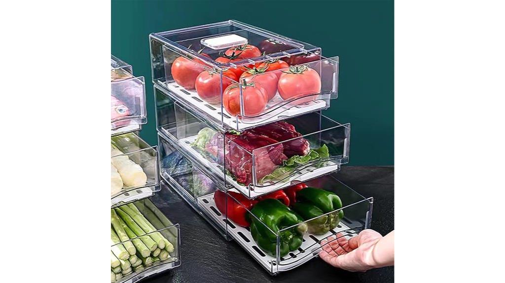 stackable refrigerator storage bins