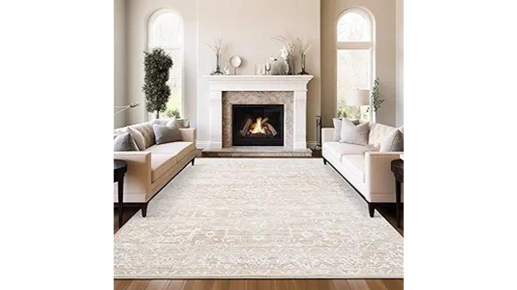 stain resistant floral beige rug
