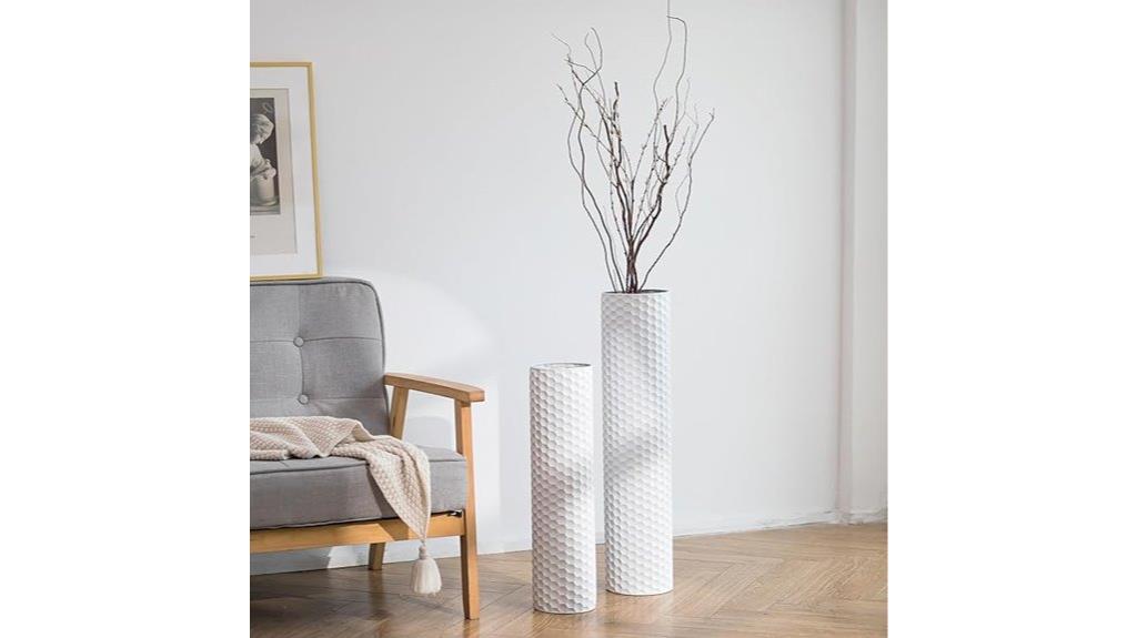 tall metallic vase set