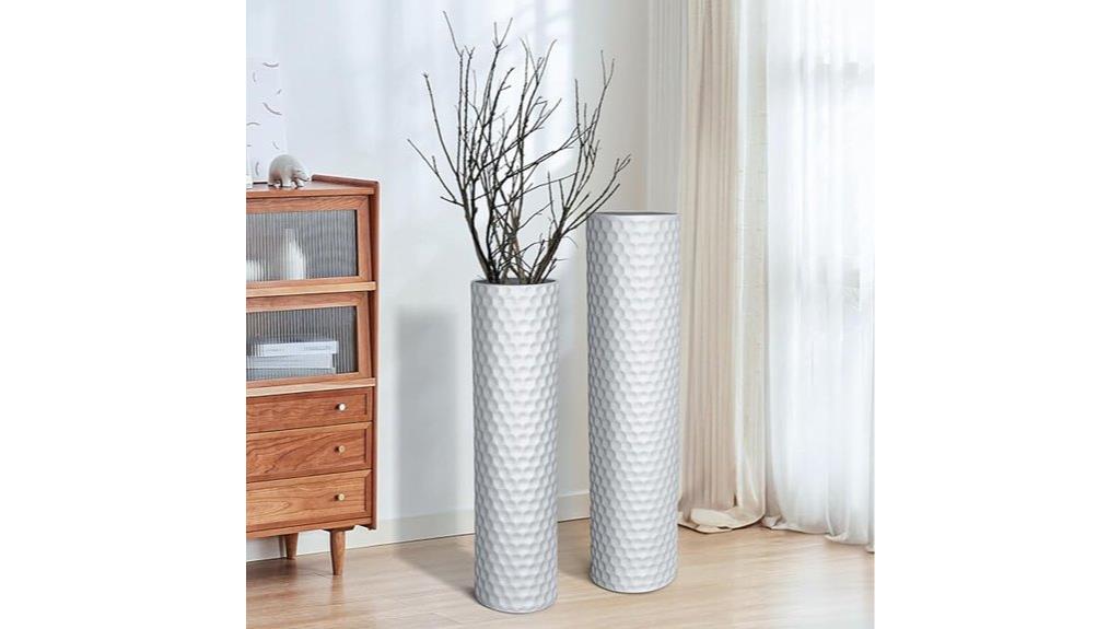tall white floor vases