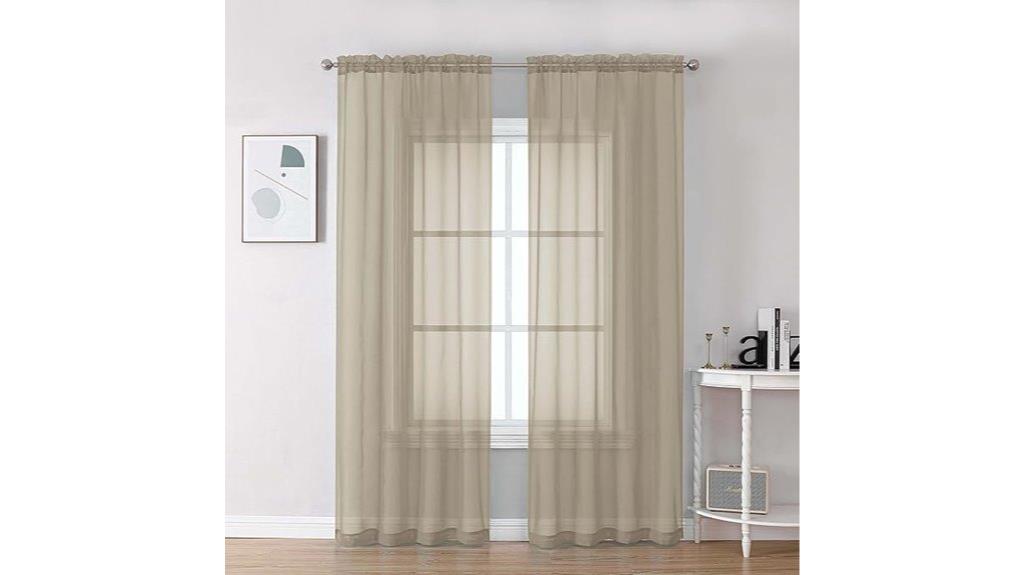 taupe sheer curtain set