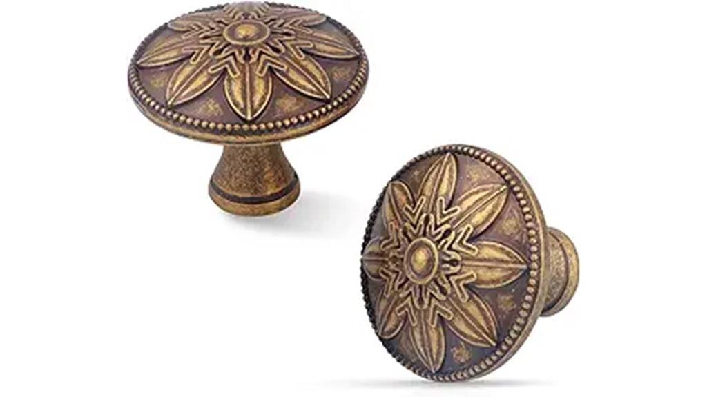 ten antique brass knobs