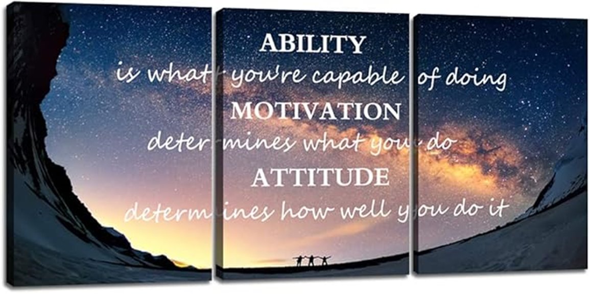 three panel motivational wall art