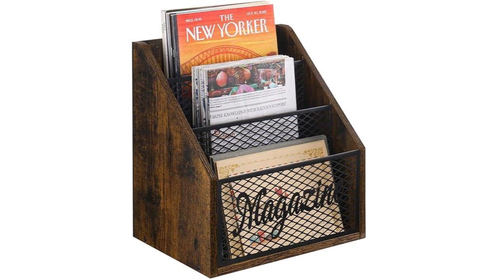 three tier magazine rack
