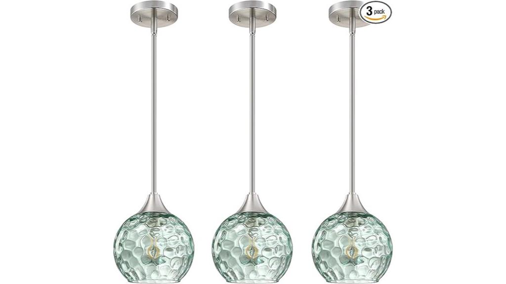 triple green glass pendants