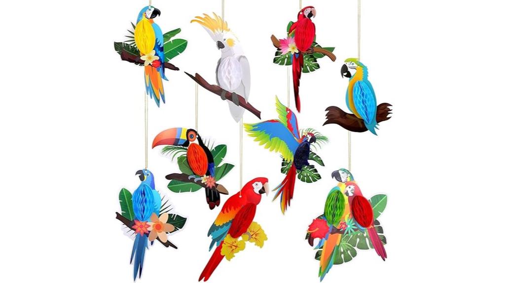 tropical bird honeycomb decor