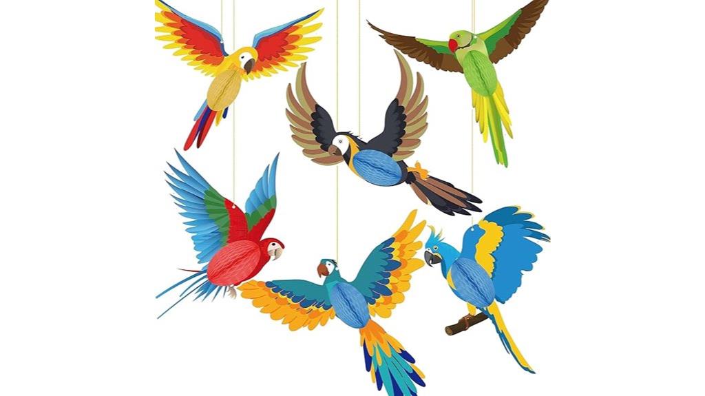 tropical birds paper decorations