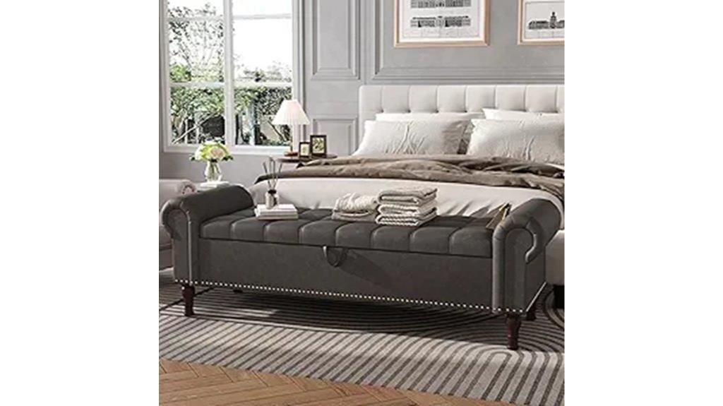 upholstered tufted storage bench