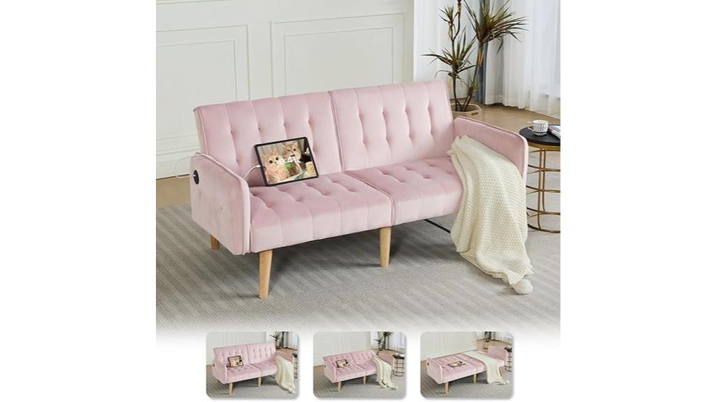 velvet convertible sofa bed