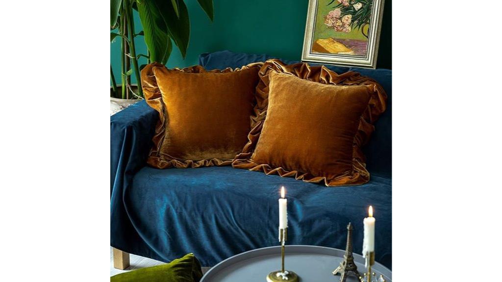 velvet golden camel pillows