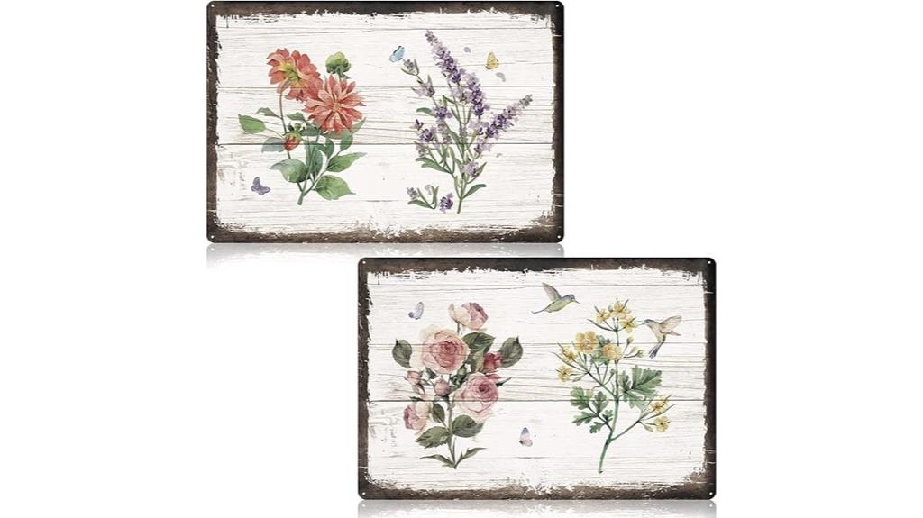 vintage flower tin signs