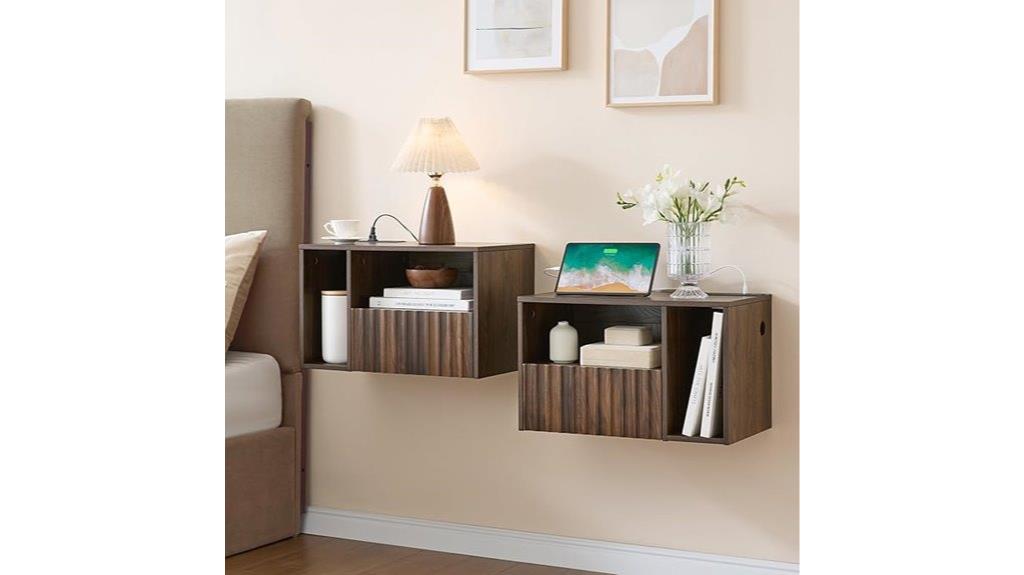 walnut fluted nightstand charging