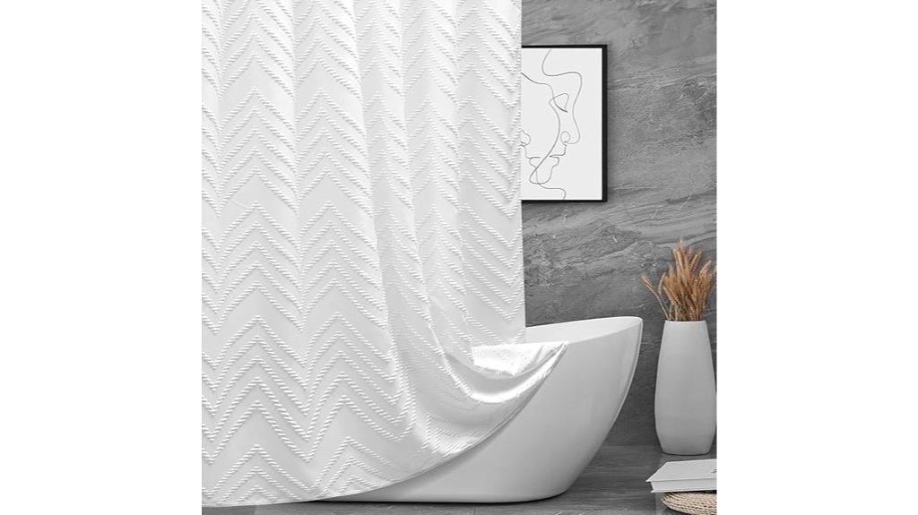 white boho fabric shower curtain