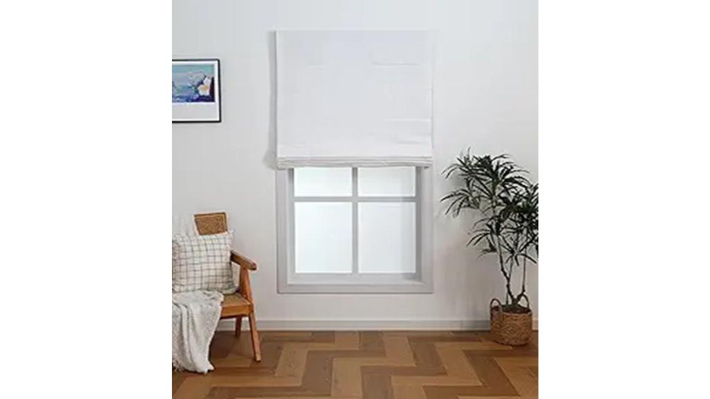 white linen roman blinds