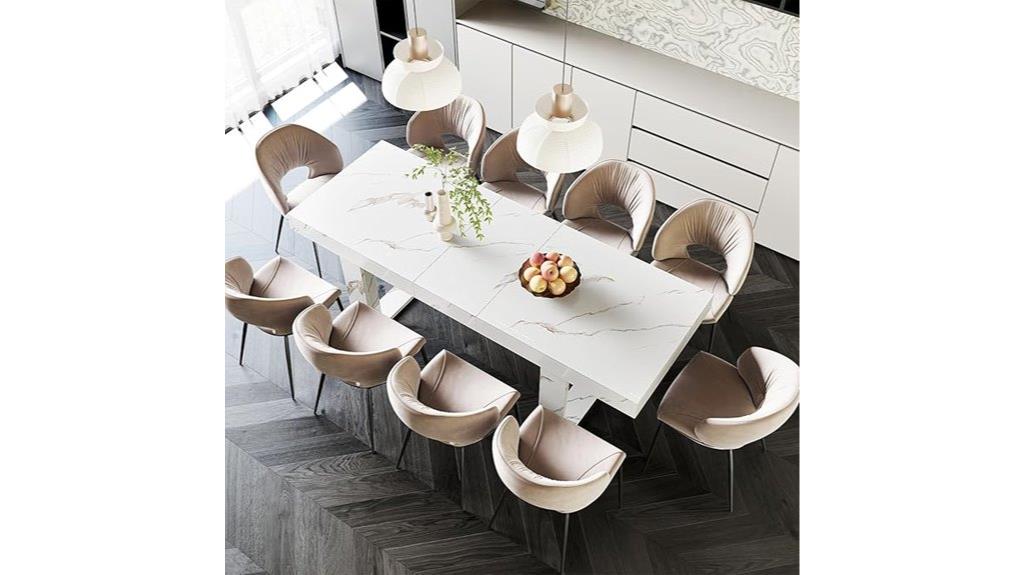 white marble extendable dining