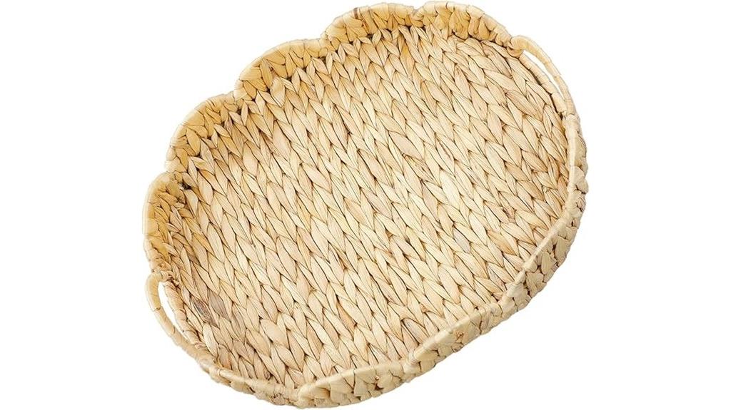wicker scalloped tray handles