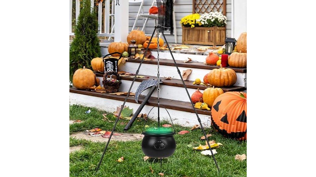 witch s cauldron with green light