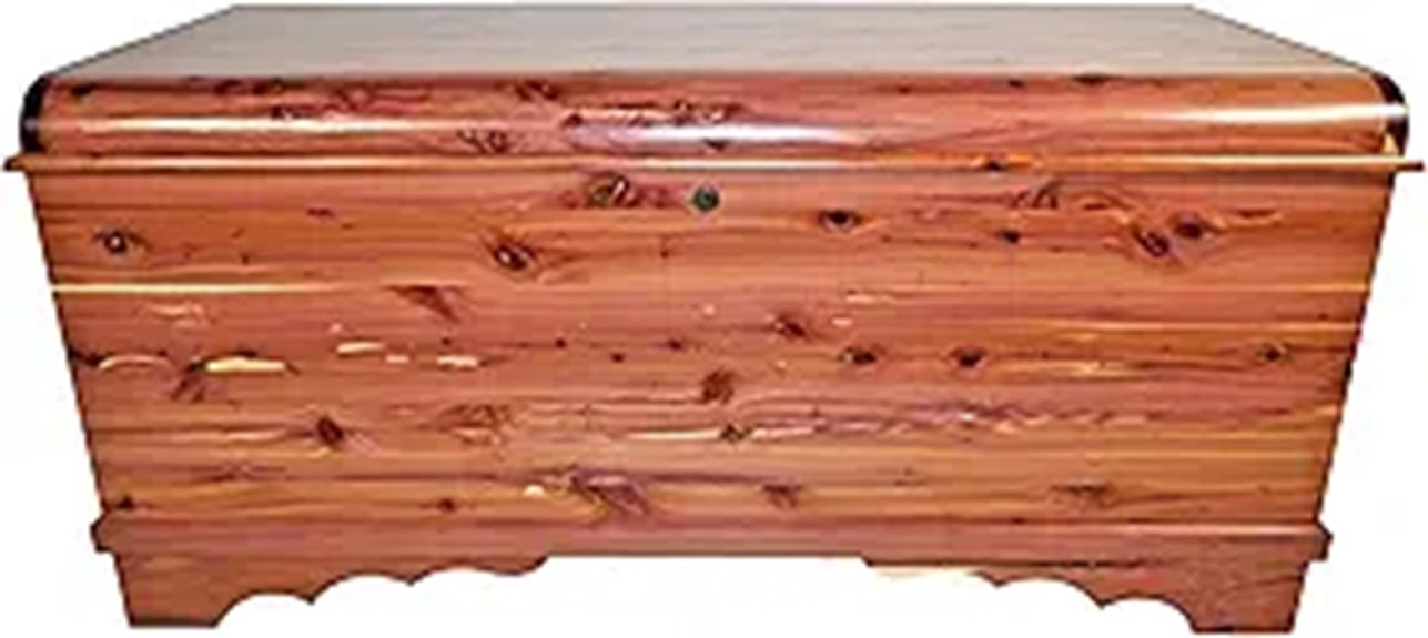 wooden cedar chest with waterfall edges