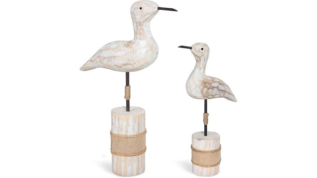 wooden coastal sea bird statues