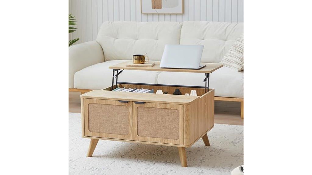 wooden coffee table with storage