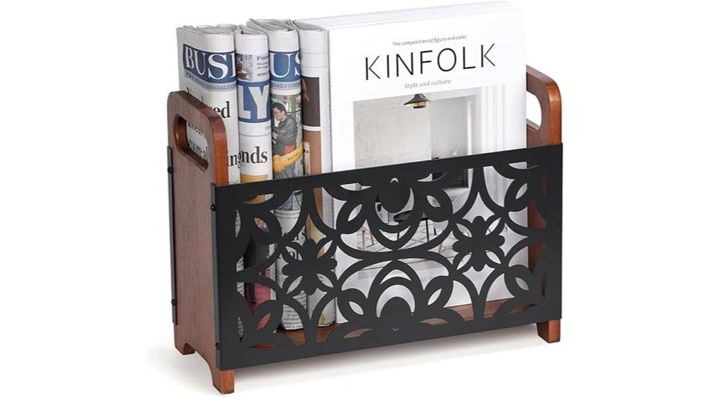 wooden floor magazine rack