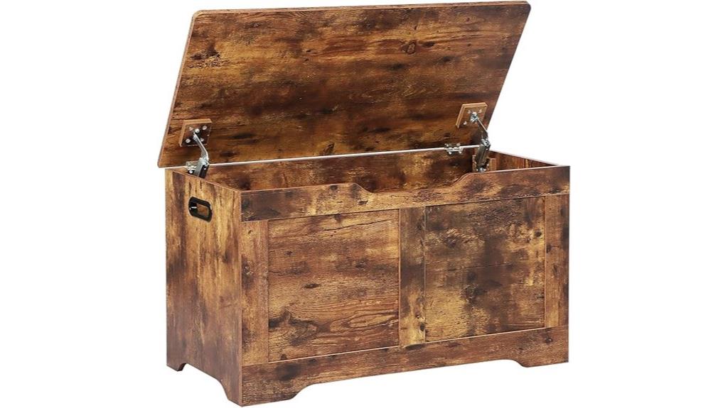 wooden storage chest with hinges