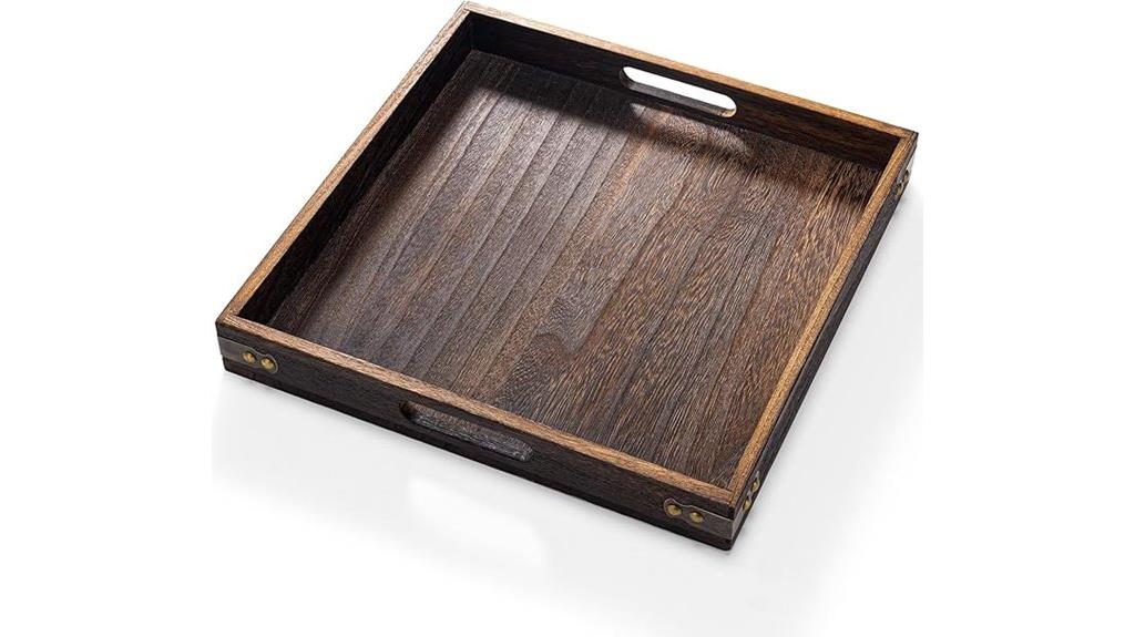 wooden tray with handles