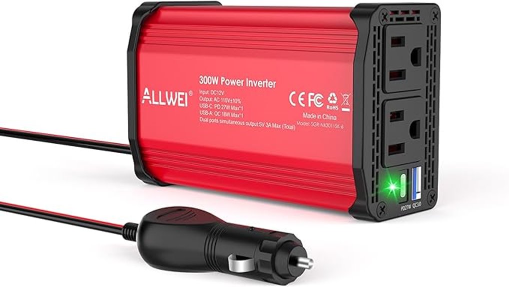 300w inverter with fast charging