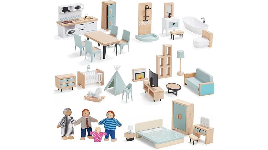 36 piece wooden dollhouse furniture