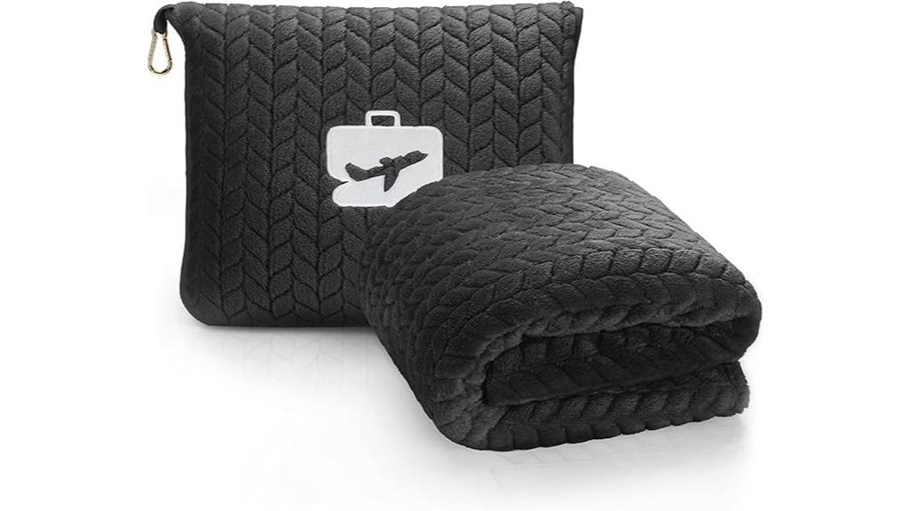 black travel blanket pillow