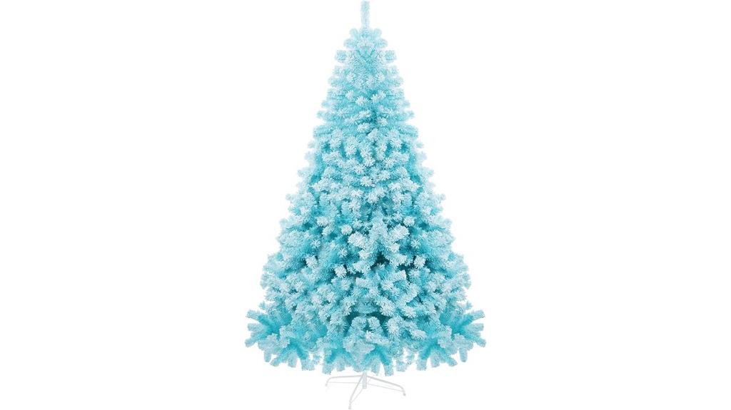 blue flocked artificial tree