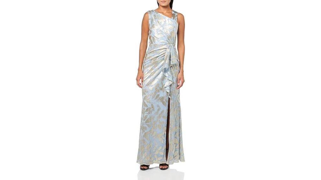 elegant metallic asymmetric gown