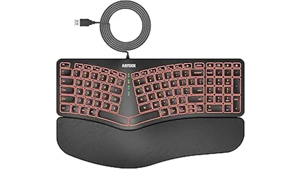 ergonomic wired keyboard with rest