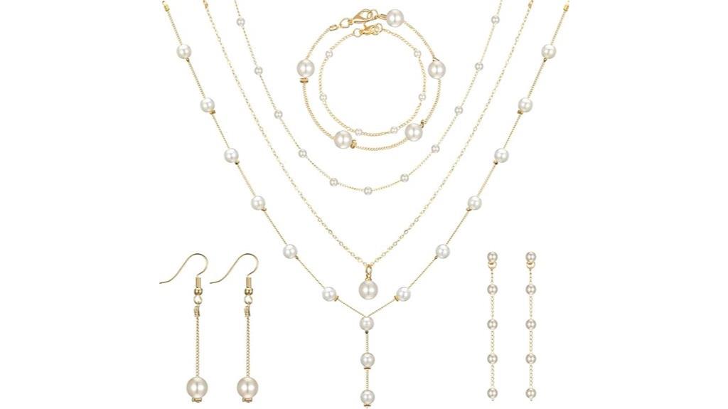 gold pearl jewelry set