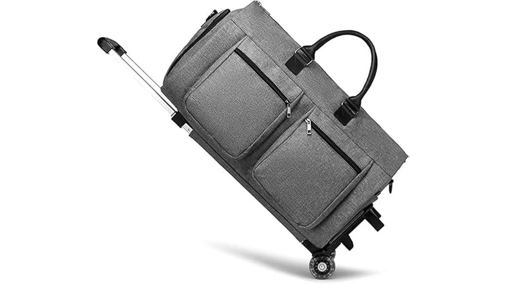 grey rolling travel bag