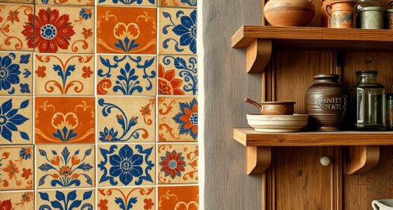 hand crafted tile shelves